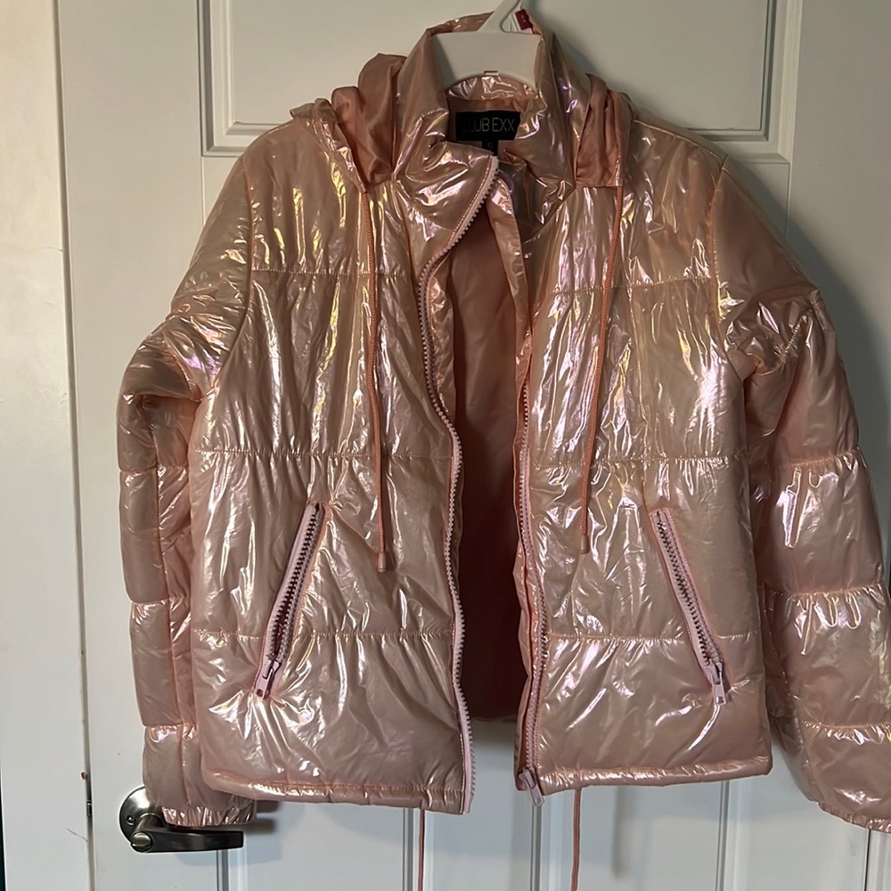 Iridescent pink snow jacket!